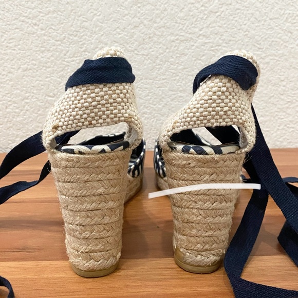TORY BURCH Blue Printed Canvas D'Orsay Pumps Espadrille Sandals Size 40 - Picture 5 of 15